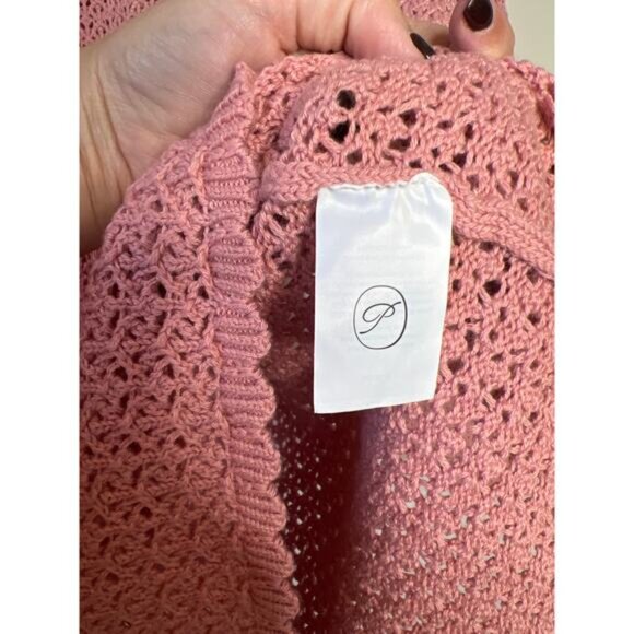 NEW Peony Pointelle Long Sleeve U Neckline Cotton Mini Dress Rose Size: Small - Picture 5 of 8